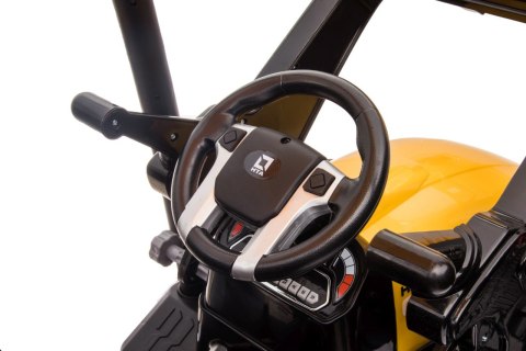 OUTLET Wielki traktor na akumulator TITAN 24V 2x200W z przyczepką łyżką + kabina żółty