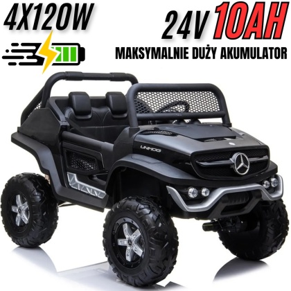 PREMIUM Auto na akumulator Mercedes BENZ UNIMOG STRONG4x4 24V10Ah + PILOT MP3 SKÓRA
