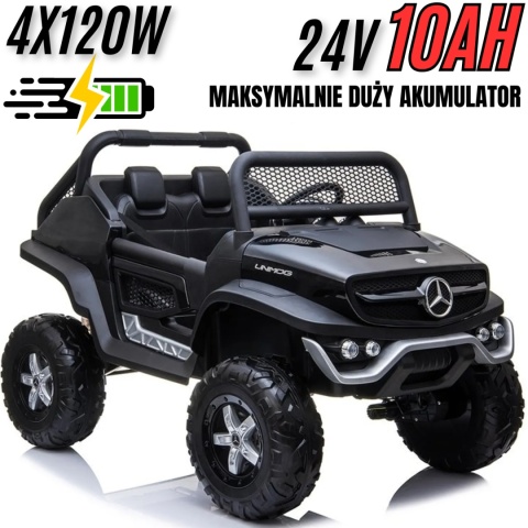 PREMIUM Auto na akumulator Mercedes BENZ UNIMOG STRONG4x4 24V10Ah + PILOT MP3 SKÓRA