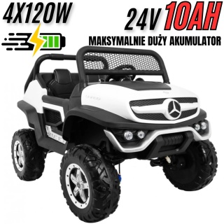 PREMIUM Auto na akumulator Mercedes BENZ UNIMOG STRONG4x4 24V10Ah + PILOT MP3 SKÓRA