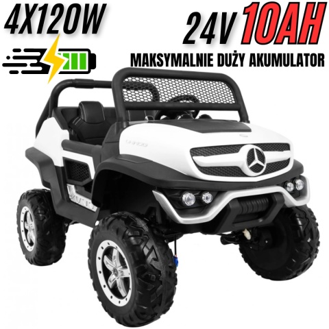 PREMIUM Auto na akumulator Mercedes BENZ UNIMOG STRONG4x4 24V10Ah + PILOT MP3 SKÓRA