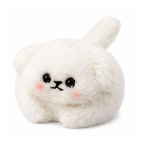 Pluszowy Biały Piesek z Kręcącym Ogonkiem Dźwięki Piszczenia Brelok 9 cm