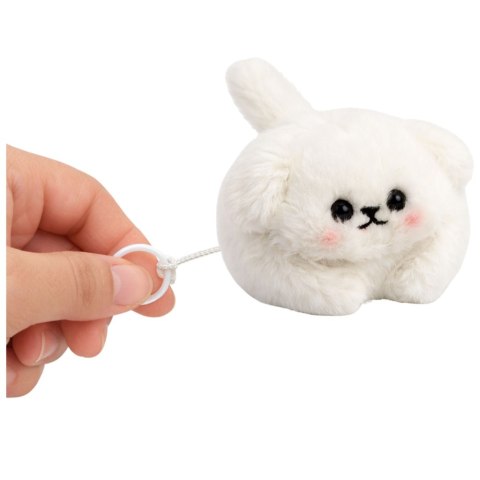 Pluszowy Biały Piesek z Kręcącym Ogonkiem Dźwięki Piszczenia Brelok 9 cm