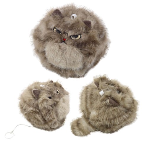 Pluszowy Brązowy Kotek z Kręcącym Ogonkiem Dźwięki Piszczenia Brelok 9 cm