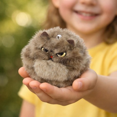 Pluszowy Brązowy Kotek z Kręcącym Ogonkiem Dźwięki Piszczenia Brelok 9 cm