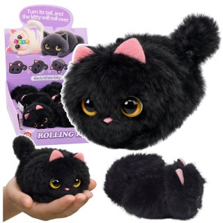 Pluszowy Czarny Kotek z Kręcącym Ogonkiem Dźwięki Piszczenia Brelok 9 cm