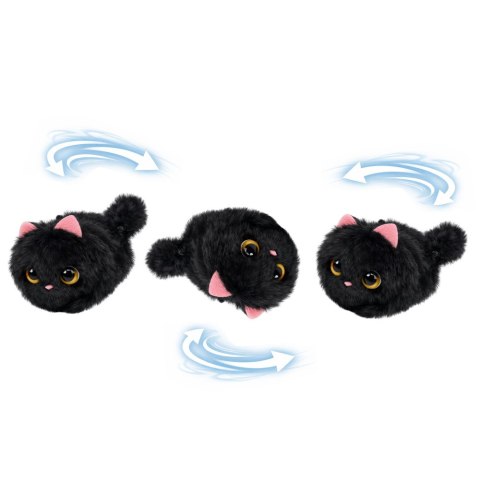 Pluszowy Czarny Kotek z Kręcącym Ogonkiem Dźwięki Piszczenia Brelok 9 cm
