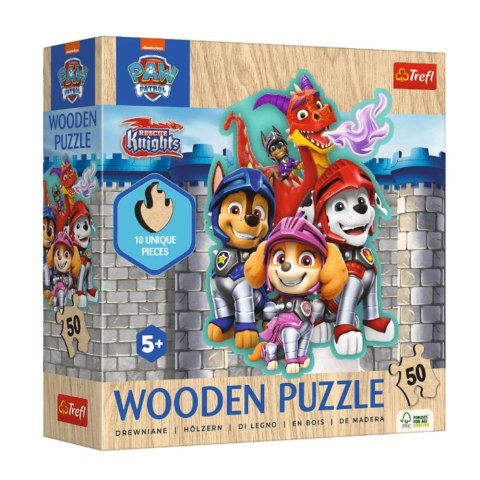 Puzzle - 50 Drewniane Konturowe - Przygody z Psim Patrolem - Trefl 20277