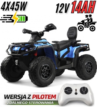 Quad Can Am Outlander 4x4 na akumulator 12V 14Ah + PILOT Niebieski