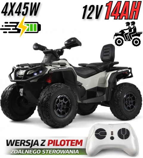Quad Can Am Outlander 4x4 na akumulator 12V 14Ah + PILOT Szary