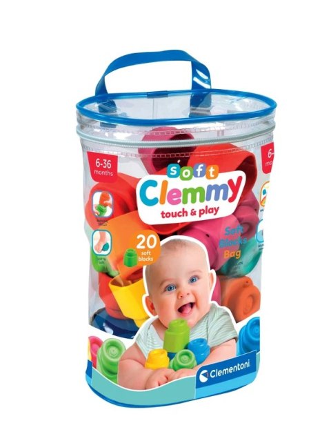 Clemmy Kolorowy Zestaw Woreczek 20 Miękkich Klocków Clementoni 17877