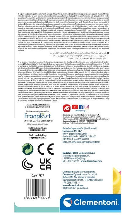 Clemmy Kolorowy Zestaw Woreczek 20 Miękkich Klocków Clementoni 17877