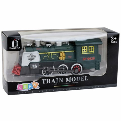 Klasyczna Lokomotywa Czujnik Przeszkód Dym Światła Dźwięki Zielona
