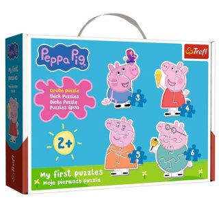 Puzzle - 4w1 (3, 4, 5, 6) - Świnka Peppa - Mała świnka wśród przyjaciół - Trefl 36137