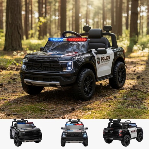 Auto na akumulator FORD RANGER Raptor CZARNY POLICE Auto na akumulator EVA Skóra