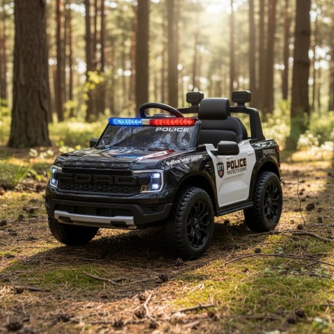 Auto na akumulator FORD RANGER Raptor CZARNY POLICE Auto na akumulator EVA Skóra