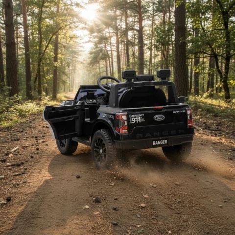 Auto na akumulator FORD RANGER Raptor CZARNY POLICE Auto na akumulator EVA Skóra