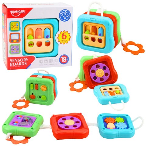 Kostka Sensoryczna Edukacyjna Panele Manipulacyjne 6 Aktywności
