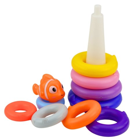Piramida Edukacyjna Układanka Z Kolorowych Kółek Rybka 10 el.