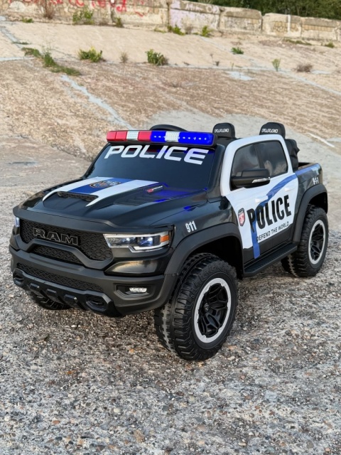 Duże dwuosobowe autko JEEP RAM ZB619-P 4x200W 24V10Ah Policyjny