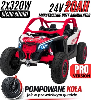 Buggy CAN-AM Maverick 3 PRO + Pompowane KOŁA auto na akumulator Czerwony 2x320W 24V DK-CA001