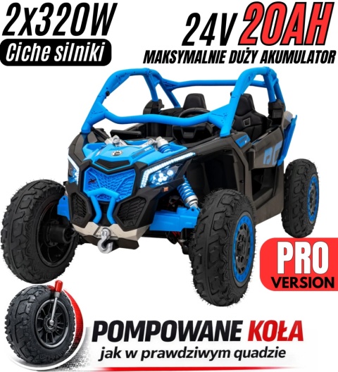 Buggy CAN-AM Maverick 3 PRO + Pompowane KOŁA auto na akumulator Niebieski 2x320W 24V DK-CA001