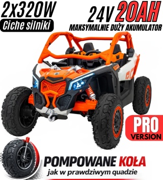 Buggy CAN-AM Maverick 3 PRO + Pompowane KOŁA auto na akumulator Pomarańczowy 2x320W 24V DK-CA001