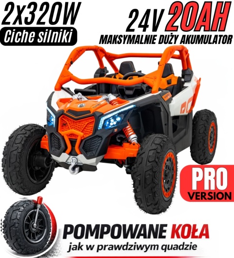 Buggy CAN-AM Maverick 3 PRO + Pompowane KOŁA auto na akumulator Pomarańczowy 2x320W 24V DK-CA001