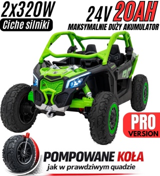 Buggy CAN-AM Maverick 3 PRO + Pompowane KOŁA auto na akumulator Zielony 2x320W 24V DK-CA001