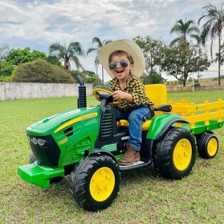 Traktor John Deere + PODWÓJNY AKUMULATOR 12V9Ah Peg Perego z przyczepką