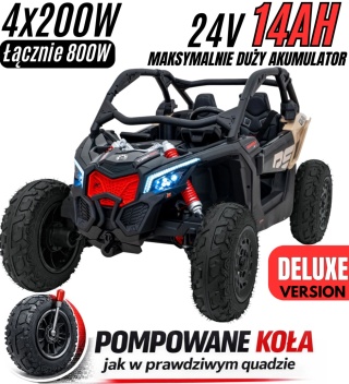 Pojazd Buggy CAN-AM Maverick DELUXE + POMPOWANE KOŁA 4x200W 2x24V7Ah Czarny / Khaki