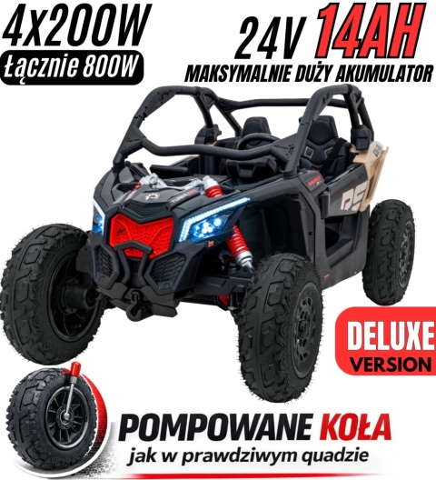 Pojazd Buggy CAN-AM Maverick DELUXE + POMPOWANE KOŁA 4x200W 2x24V7Ah Czarny / Khaki