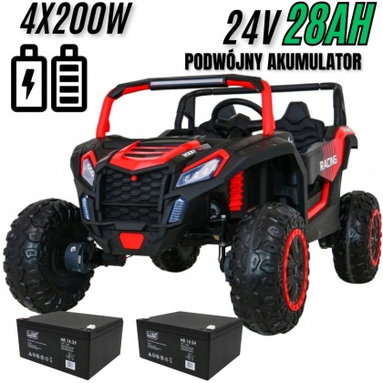 MEGA Buggy ATV Racing 4x4 Czerwony 24V 28Ah Podwójny akumulator