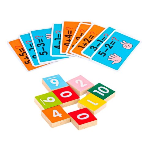 Drewniana Układanka Matematyczna Nauka Liczenia na Palcach Działania Karty