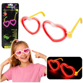 Okulary Fluorescencyjne Serca Świecące W Ciemności Stick Neon Czerwone