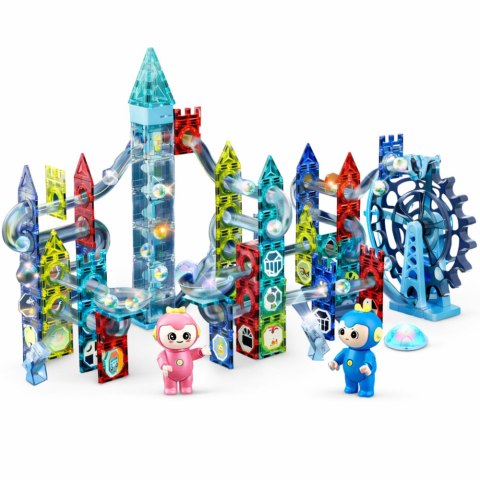 Zestaw Klocki Magnetyczne Tor Kulkowy Koło Młyńskie 118 el.