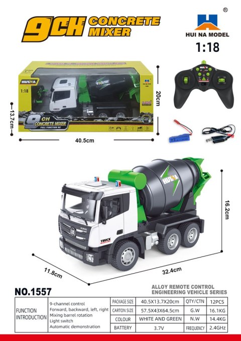 R/C Betoniarka Zielona 1:18