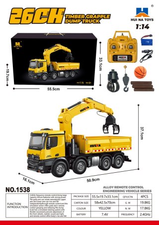 R/C Ciężarówka z HDS Żółta 1:14 + Akcesoria