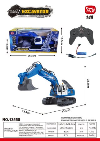 R/C Koparka Niebieska 1:18