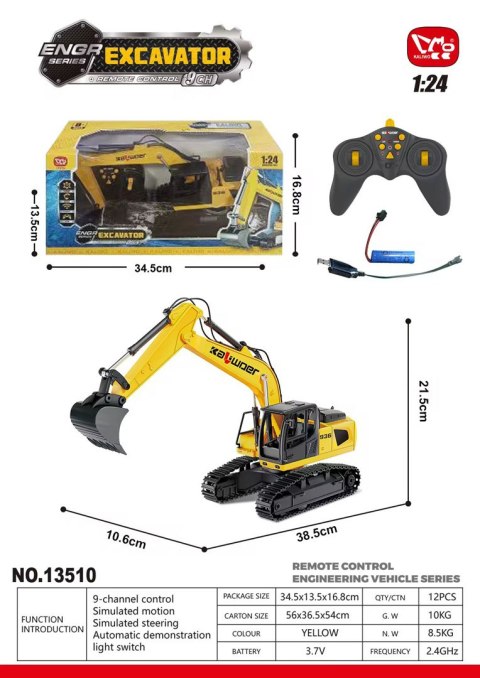 R/C Koparka Żółta 1:24