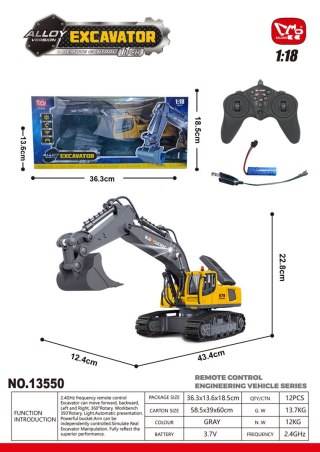 R/C Koparka Żółto/Szara 1:18