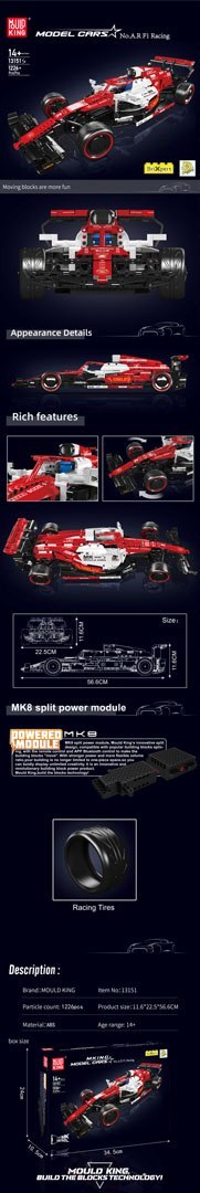 Zestaw Klocków Auto Sportowe Formuła Czerwona 1226el.