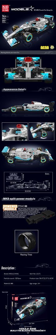 Zestaw Klocków Auto Sportowe Formuła Szara 1257el.