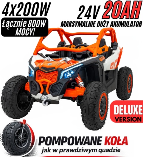 Pojazd Buggy CAN-AM Maverick DELUXE + POMPOWANE KOŁA 4x200W 2x24V10Ah Pomarańczowy