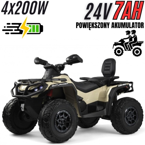 Duży Quad Can Am Outlander ATV 4x200W 24V7Ah Khaki - POWIĘKSZONY AKUMULATOR!