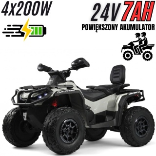 Duży Quad Can Am Outlander ATV 4x200W 24V7Ah Szary - POWIĘKSZONY AKUMULATOR!