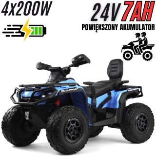 Duży Quad na akumulator Can Am Outlander 4x200W 24V7Ah ATV Niebieski - POWIĘKSZONY AKUMULATOR!