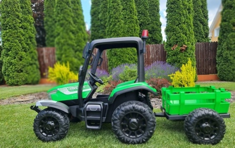 DUŻY TRAKTOR NA AKUMULATOR BLAST 4x4 Z KABINĄ PILOTEM PRZYCZEPKĄ