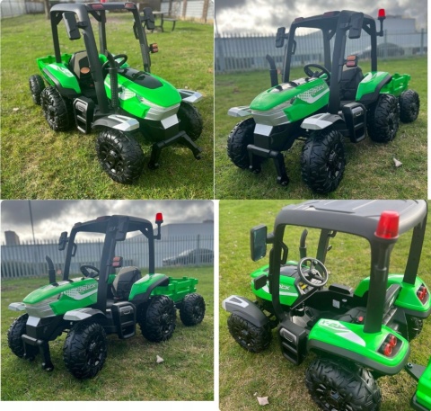 DUŻY TRAKTOR NA AKUMULATOR BLAST 4x4 Z KABINĄ PILOTEM PRZYCZEPKĄ