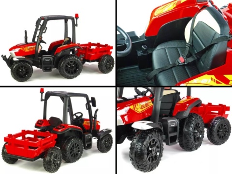 DUŻY TRAKTOR NA AKUMULATOR BLAST 4x4 Z KABINĄ PILOTEM PRZYCZEPKĄ